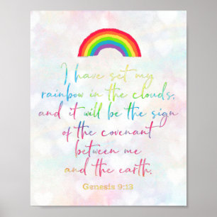 Póster El Génesis del Arcoiris de Dios 9 Biblia Cristiana