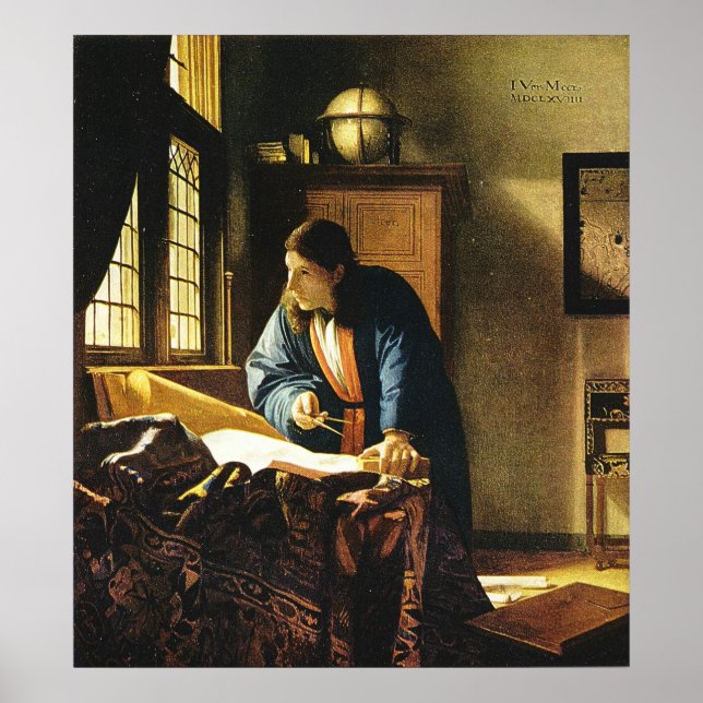 Póster El geógrafo de Johannes Vermeer (alrededor de 1669 (Frente)
