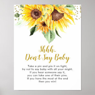 Póster El girasol está en camino Baby Shower no diga bebé