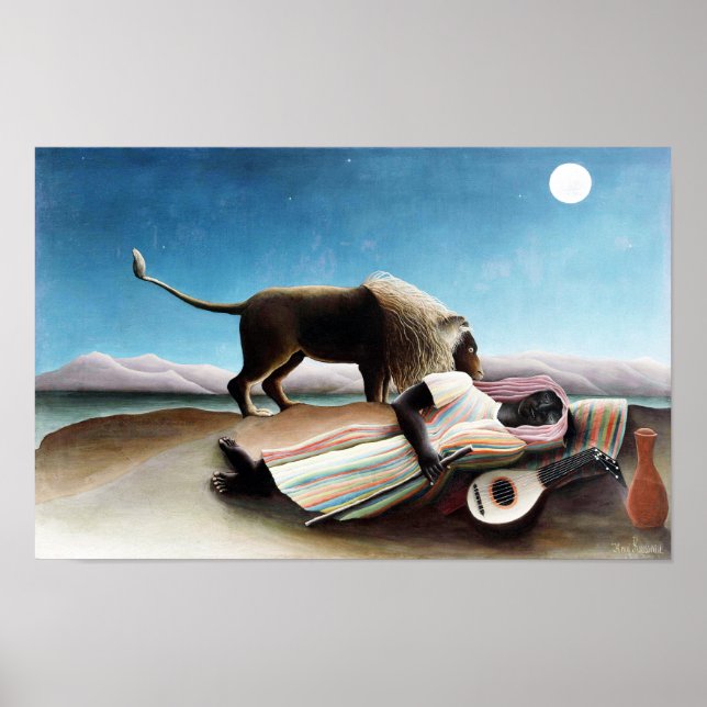 Póster El gitano durmiente, Henri Rousseau (1897) (Frente)