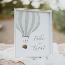 Póster El globo de aire caliente verde Baby Shower se da