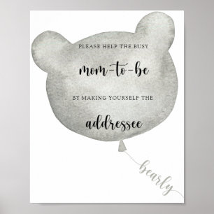 Póster El globo de oso ayuda al Poster Ocupado de Mamá en