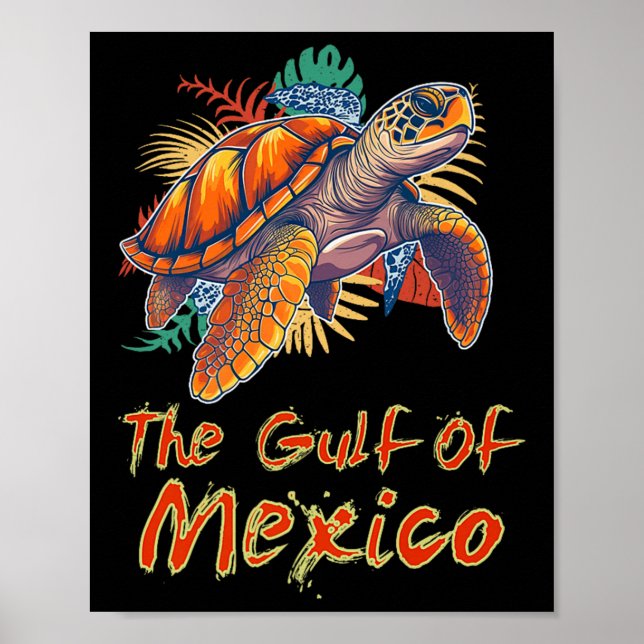 Póster El Golfo De México Edm Music Rave Dance Sea Turtle (Frente)