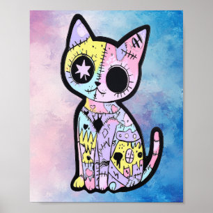 Póster El Gótico Kawaii Pastel Patchwork Gótico Creepy