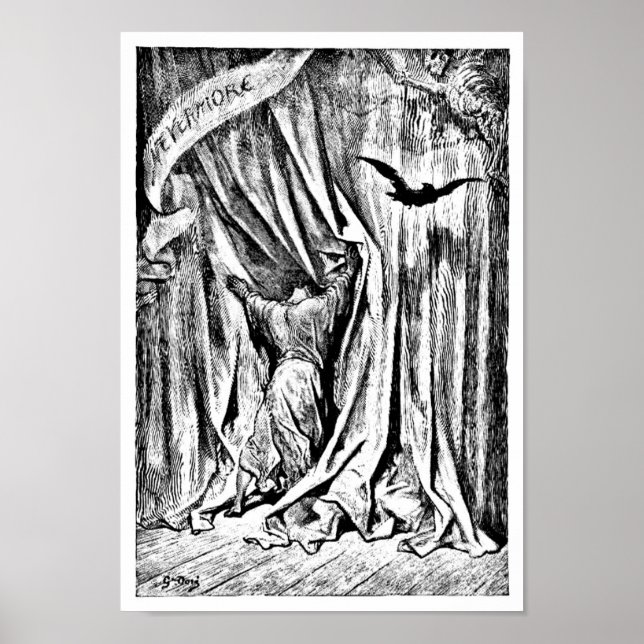 Póster El grabado de Ilustracion Raven Nevermore (Frente)