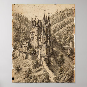 Póster El grabado de la ciudadela del valle — Mano bíblic