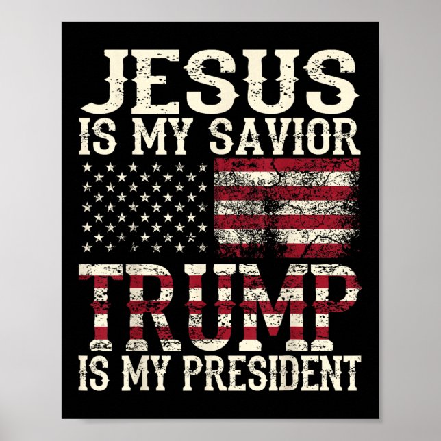 Póster El gracioso Jesús Americano Es Mi Salvador Trump E (Frente)