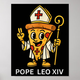 Póster El gracioso Papa americano Leo Xiv Pizza Slice Per