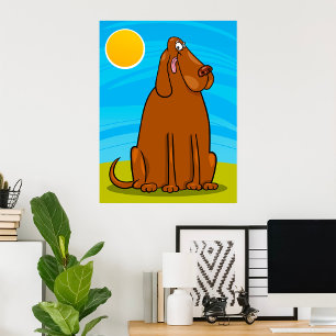 Póster El gracioso Perro Marrón sentado al sol