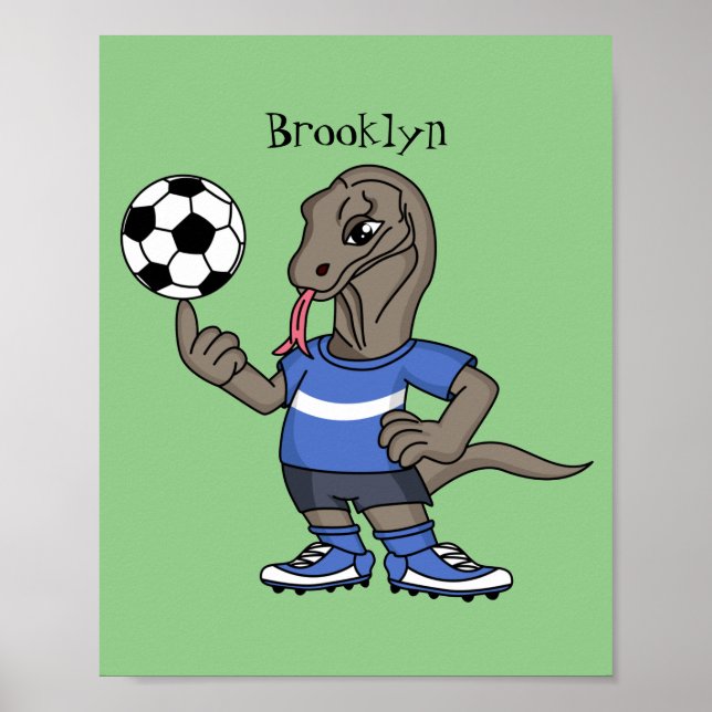 Póster El gracioso personalizado de fútbol del dragón Kom (Frente)
