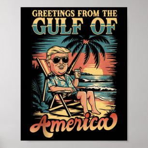 Póster El Gracioso Saludo De Trump Del Patriótico Golfo D