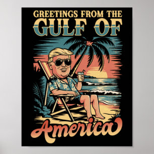 Póster El Gracioso Saludo De Trump Del Patriótico Golfo D