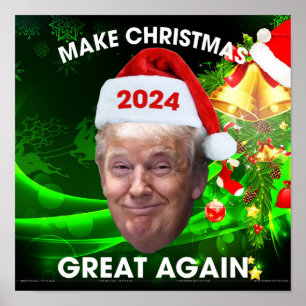 Póster El gracioso Santa Trump 2024 vuelve a hacer grande