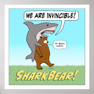Póster El gracioso tiburón y oso invencible Poster cuadra