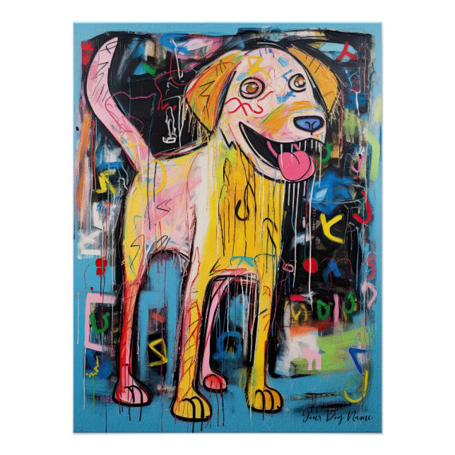 Póster El graffiti de perro de Golden Retriever 03 - Leon (Anverso)