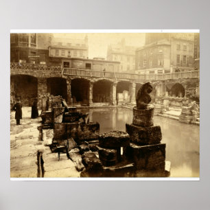 Póster El gran baño romano, baño (foto de b/w)