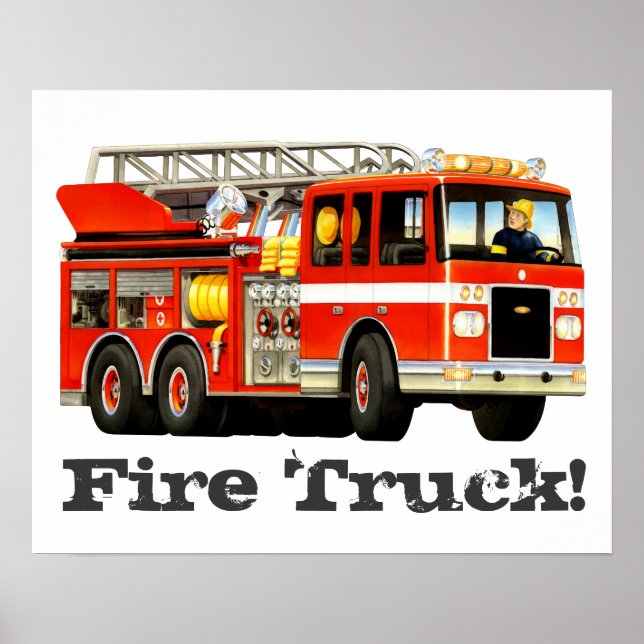 Póster El gran camión de bomberos rojos del personalizado (Frente)