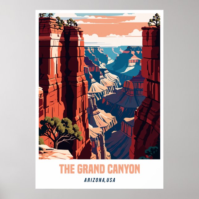 Póster El Gran Cañón, Arizona, el Ilustracion moderno de  (Frente)