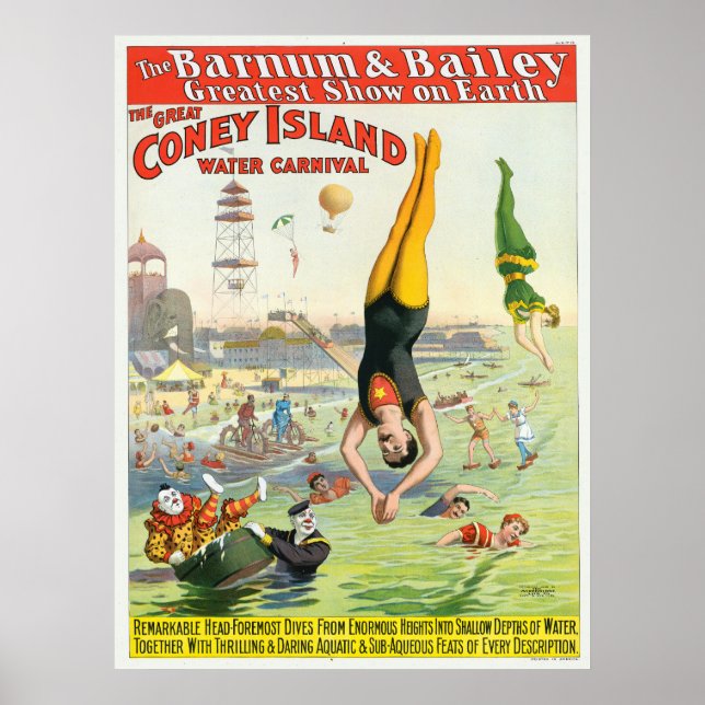 Póster El Gran Carnaval del Agua de la Isla Coney (Frente)