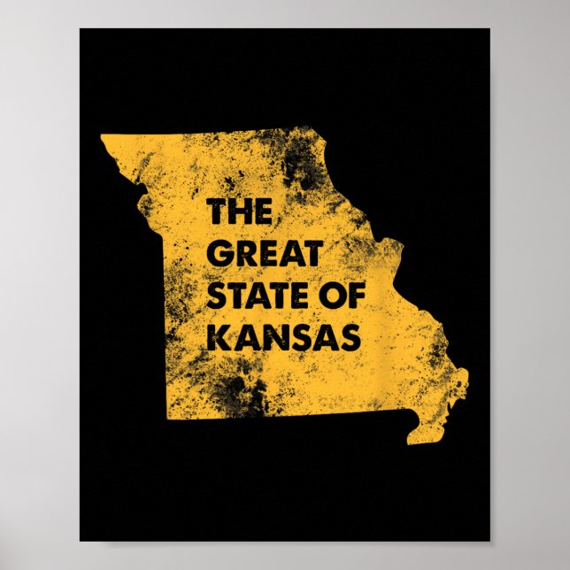 Póster El Gran Estado De Kansas Missouri Mapa  (Frente)