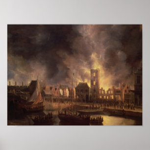 Póster El gran incendio en el ayuntamiento antiguo de Áms