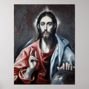 Póster El greco Cristo bendiciendo al salvador del mundo