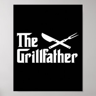 Póster El Grillfather Parrilla Y Ahumador Para Hombres Di
