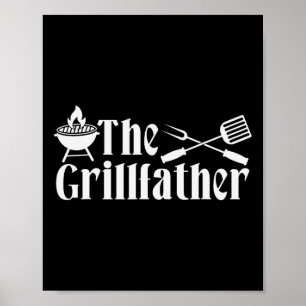 Póster El Grillfather - Regalo de BBQ para el Día del Pad