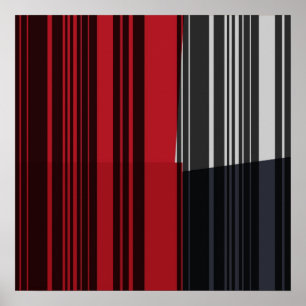 Póster El gris negro rojo del vintage raya el poster del