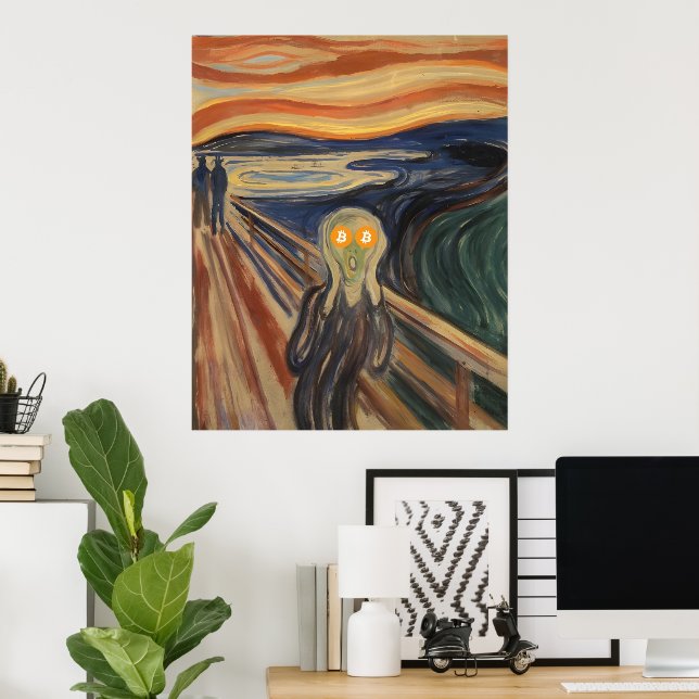 Póster El grito de Bitcoin (Munch) (Oficina en casa)