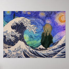 Póster El grito en la noche estrellada de la gran ola