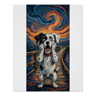 Póster El grito perro arte expresionista divertido