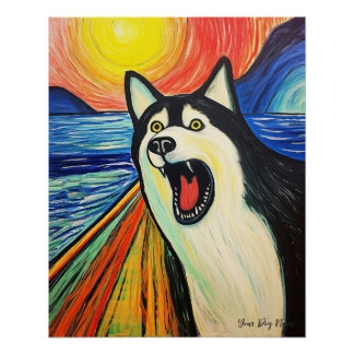 Póster El Grito - Perro Husky Siberiano 003 - Pall Munch