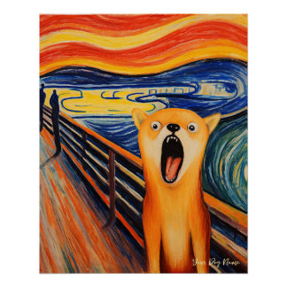 Póster El grito - Perro Shiba Inu 003 - Pall Munch