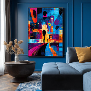 Póster El Grito reinterpretado en Expresionismo Abstracto