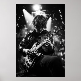 Póster El guitarrista en la foto del escenario de B&W