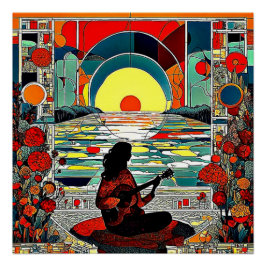 Póster El Guitarrista Silueteado