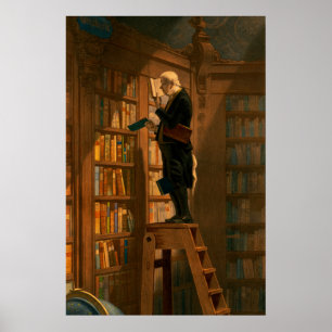 Póster El gusano de biblioteca de Carl Spitzweg