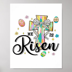 Póster Él ha resucitado Cruz Coqueta Lazos Huevos Cristia