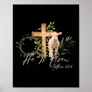 Póster Él ha resucitado Cruz cristiana Jesús Oveja Versíc