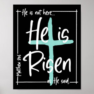 Póster Él ha resucitado Cruz cristiana Jesús Versículo bí