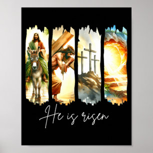 Póster Él ha resucitado Cruz cristiana Versículo de la Bi