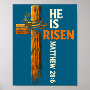 Póster Él ha resucitado cruz jesus religioso fe cristiana