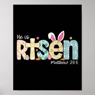 Póster Él ha resucitado Jesús cristiano Feliz día de Pasc