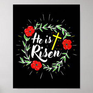 Póster Él ha resucitado Jesús cristiano Feliz Pascua flor