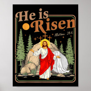 Póster Él ha resucitado Jesús cristiano feliz Pascua muje