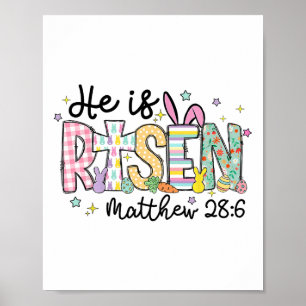 Póster Él ha resucitado Jesús cristiano Feliz Pascua Muje