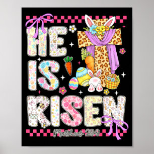 Póster Él ha resucitado Jesús cristiano feliz Pascua muje