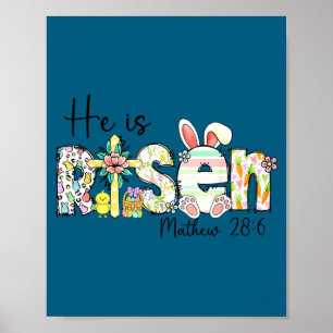 Póster Él ha resucitado jesus cristiano feliz pascua muje