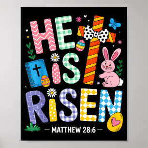 Póster Él ha resucitado Jesús cristiano Feliz Pascua Muje